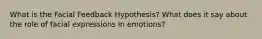 What is the Facial Feedback Hypothesis? What does it say about the role of facial expressions in emotions?