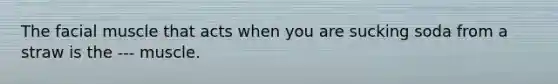 The facial muscle that acts when you are sucking soda from a straw is the --- muscle.