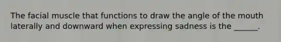 The facial muscle that functions to draw the angle of the mouth laterally and downward when expressing sadness is the ______.