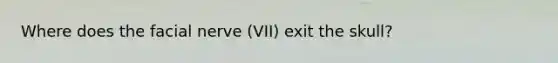 Where does the facial nerve (VII) exit the skull?