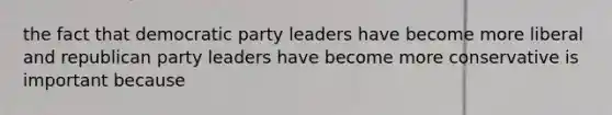 the fact that democratic party leaders have become more liberal and republican party leaders have become more conservative is important because