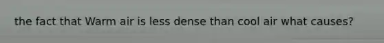 the fact that Warm air is less dense than cool air what causes?