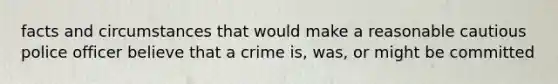 facts and circumstances that would make a reasonable cautious police officer believe that a crime is, was, or might be committed