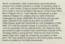 FACTS: In December 1916, United States and Great Britain entered into a treaty to protect a number of migratory birds in the U.S. and Canada. Congress passed the Migratory Bird Treaty Act in 1918 in order to facilitate enforcement of the treaty. When Ray P. Holland, the U.S. Game Warden, threatened to arrest citizens of Missouri for violating the Act, state of Missouri challenged the treaty. QUESTION: Did the treaty infringe upon rights reserved to the states by the Tenth Amendment? CONCLUSION: NOPE (NO VIOLATION OF 10A/ CONGRESS & PRES WIN). SCT held the national interest in protecting the wildlife could be protected only by national action. SCT noted the birds government sought to protect had no permanent habitats within individual states and argued that "[b]ut for the treaty and the statute there soon might be no birds for any powers to deal with." SCT thus upheld the exercise of the treaty power and thus found no violation of the Tenth Amendment.