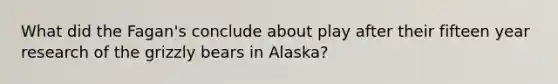 What did the Fagan's conclude about play after their fifteen year research of the grizzly bears in Alaska?