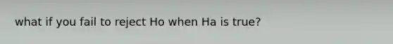 what if you fail to reject Ho when Ha is true?