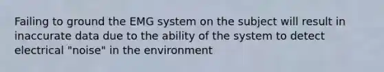 Failing to ground the EMG system on the subject will result in inaccurate data due to the ability of the system to detect electrical "noise" in the environment