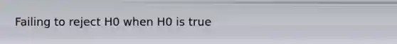 Failing to reject H0 when H0 is true