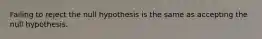 Failing to reject the null hypothesis is the same as accepting the null hypothesis.