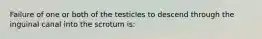 Failure of one or both of the testicles to descend through the inguinal canal into the scrotum​ is: