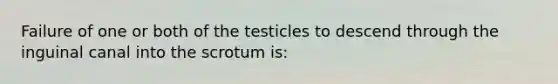 Failure of one or both of the testicles to descend through the inguinal canal into the scrotum​ is: