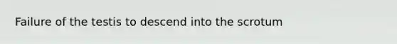 Failure of the testis to descend into the scrotum