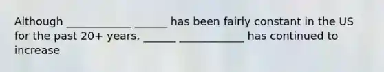 Although ____________ ______ has been fairly constant in the US for the past 20+ years, ______ ____________ has continued to increase
