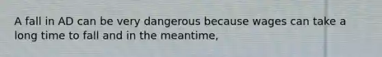 A fall in AD can be very dangerous because wages can take a long time to fall and in the meantime,