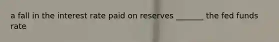 a fall in the interest rate paid on reserves _______ the fed funds rate