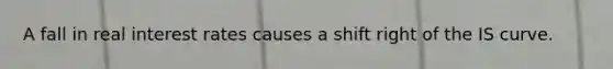 A fall in real interest rates causes a shift right of the IS curve.
