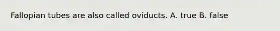 Fallopian tubes are also called oviducts. A. true B. false