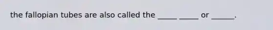 the fallopian tubes are also called the _____ _____ or ______.