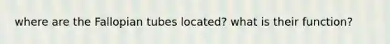 where are the Fallopian tubes located? what is their function?