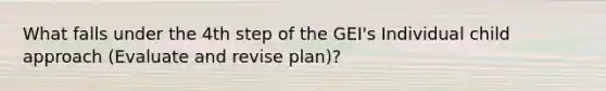 What falls under the 4th step of the GEI's Individual child approach (Evaluate and revise plan)?