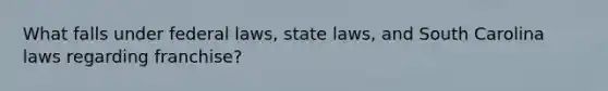 What falls under federal laws, state laws, and South Carolina laws regarding franchise?