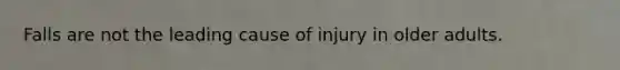 Falls are not the leading cause of injury in older adults.