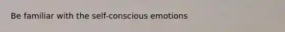 Be familiar with the self-conscious emotions
