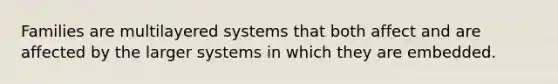 Families are multilayered systems that both affect and are affected by the larger systems in which they are embedded.