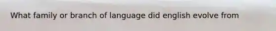 What family or branch of language did english evolve from