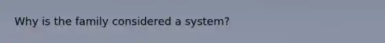 Why is the family considered a system?