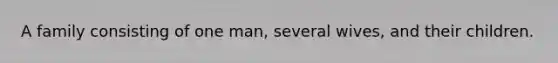 A family consisting of one man, several wives, and their children.