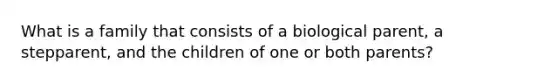 What is a family that consists of a biological parent, a stepparent, and the children of one or both parents?