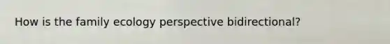 How is the family ecology perspective bidirectional?