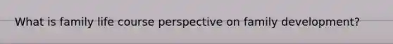 What is family life course perspective on family development?
