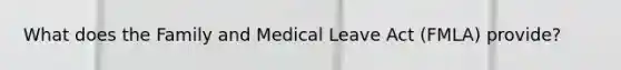 What does the Family and Medical Leave Act (FMLA) provide?