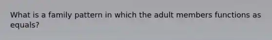 What is a family pattern in which the adult members functions as equals?