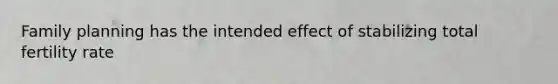Family planning has the intended effect of stabilizing total fertility rate