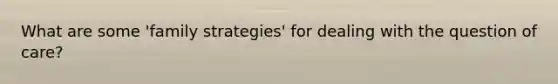 What are some 'family strategies' for dealing with the question of care?