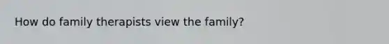 How do family therapists view the family?
