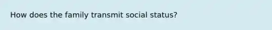 How does the family transmit social status?