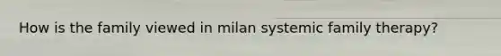 How is the family viewed in milan systemic family therapy?