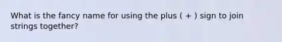 What is the fancy name for using the plus ( + ) sign to join strings together?