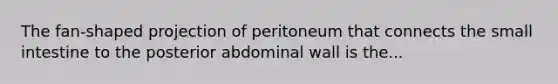 The fan-shaped projection of peritoneum that connects the small intestine to the posterior abdominal wall is the...