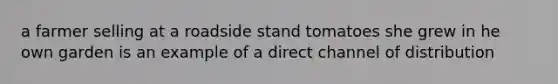 a farmer selling at a roadside stand tomatoes she grew in he own garden is an example of a direct channel of distribution