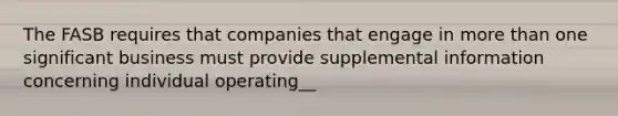 The FASB requires that companies that engage in more than one significant business must provide supplemental information concerning individual operating__