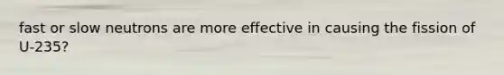 fast or slow neutrons are more effective in causing the fission of U-235?