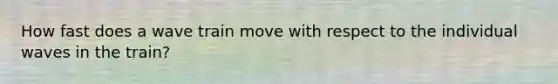How fast does a wave train move with respect to the individual waves in the train?