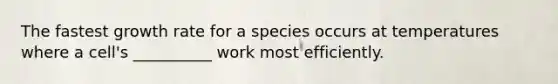 The fastest growth rate for a species occurs at temperatures where a cell's __________ work most efficiently.