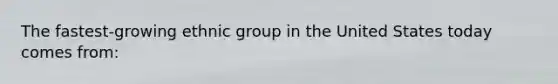 The fastest-growing ethnic group in the United States today comes from: