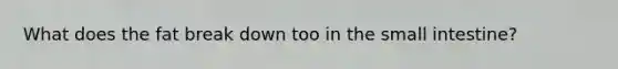 What does the fat break down too in the small intestine?